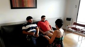 50 perla lopez nymphoman wife , the ones from the supermarket come back from the day before and in her desperation to fuck she makes them go into her office again , chapter 50