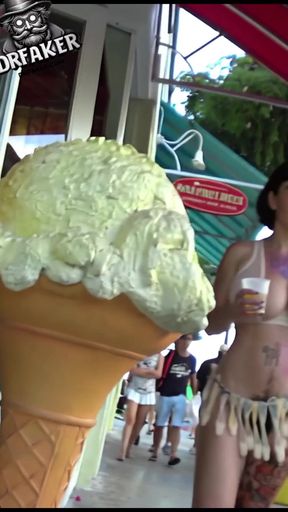 Ice cream cone in public