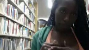 Amateur black college girl chats with me on webcam in the library