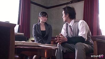 Frustrated Petite Japanese Step-Sister seduce to Creampie Fuck after Work in uncensored JAV Porn