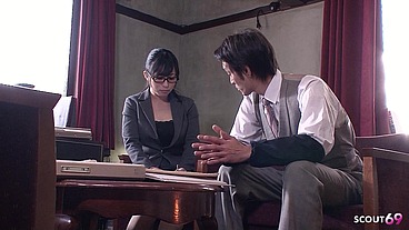 Frustrated Petite Japanese Step-Sister seduce to Creampie Fuck after Work in uncensored JAV Porn