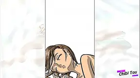 Girl lying down on clouds draw'like anime hentai