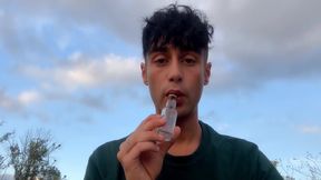 Task for Sub Boy - Eat Your Masters Cum From the Bottle Outdoors