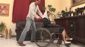 Brunette granny with flat tits likes to get her hairy cunt banged