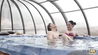 OLD4K. Slender dark haired is into the mood for sexsual sex