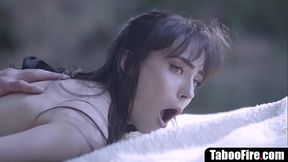 Brunette teen anal fucked by boyfriend'_s stepdad outdoors