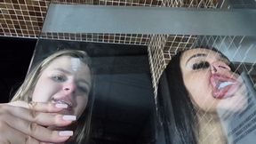 Silly Faces Playing with Our Noses in the Glass - By Bella Cruel and Isabelita - CLIP 4