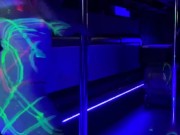 Latte Angel Strip tease in white dress on party bus 1