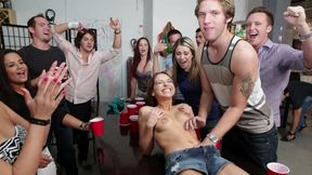 Hot blonde teen gets banged at college party