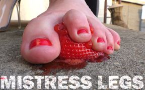 Strawberries tasty foot squeezing