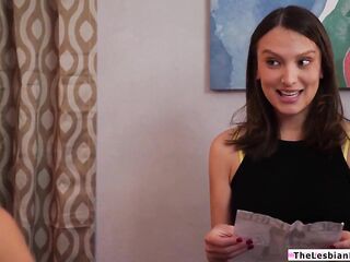 Idelsy Love discloses to her neighbour Izzy Lush that shes her online sex fellow. Izzy kisses her then disrobe nude and have the latin babe lick her vagina.