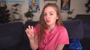 Webcam cutie shows off her big boobs while yawning