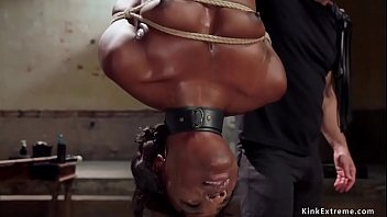 Gimp slave fucks ebony trainee