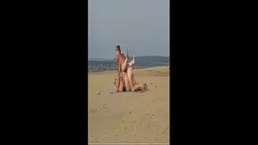 Chubby platinum milf flashes big booty on the beach