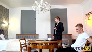 TUTOR4K. Strict tutor doesnt mind having quick sex with new