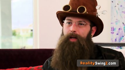 Swinger bearded husband is addicted to licking pussy and asshole and has such fun in the red room.