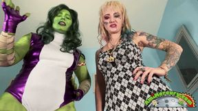 She-Hulk and Harley Quinn Ass Worship