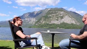 Luring a Stranger in Hallstatt: Balcony Strip &amp; Raw Hotel Use - Deep Swallow Finish