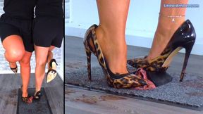 203. Human Doormat 1: Lick The Mud From The Soles Of Our Wild Stilettos - Split Cam - Face Busting Trample Trampling Shoe Foot Heel Worship Gagging
