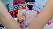 Pixie Femboy Masturbating her Pierced Cock and Cumming
