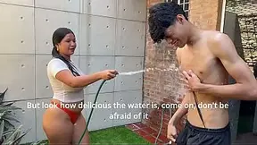 Step-sister seduced by giant shaft under the sun