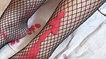 Kinky Dark, Dirty Disused Building. Gunged in black Stockings and Suspenders WAM