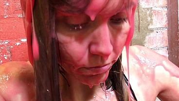 Kinky Dark, Dirty Disused Building. Gunged in black Stockings and Suspenders WAM