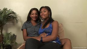 Ebony lesbian fucks her sexy girlfriend with a strapon