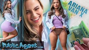 Latina beauty squats on thick cock in public