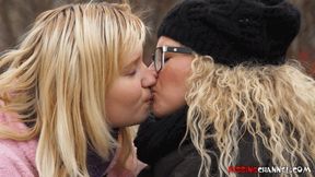 Girls are passionately kissing in public - clip 1 (MOBILE quality)