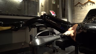 Latex catsuit machin sex    high heel  boots