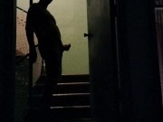 Jerking it out in the stairwell