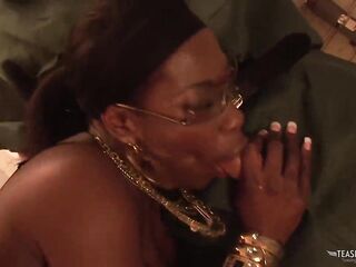No thing can make this breasty black gal happier than sucking on 2 bewitching rods at one time in advance of getting her taut vagina and booty drilled hard until this babe gets cum all over her face.