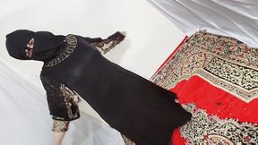 Arabic Sexy Hot Girl Wearing Black Hijab in House Doing Sensual Dance, Desi Indian Slut Amrozia Shaking Tits and Ass on Arabic M