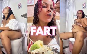 Gassy Chubby Girl Farting After Eating Ice Cream and Milkshake Big Bloated Belly