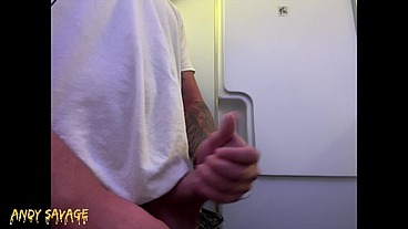 SELF JERK SOLO on an airplane