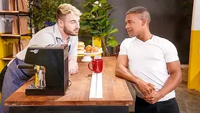 Interracial Coffee Shop Encounter - Adrian Hart Drills Michael Boston's Hole