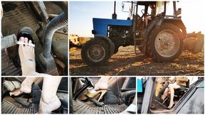 Hard revving pedal pumping in russian Belarus tractor