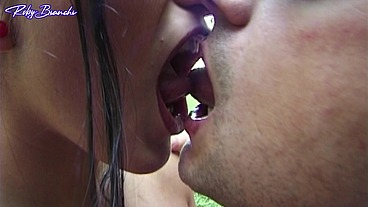 Purefilmstv - Gorgeous brunette gets her pussy licked in the pool and then she gets her ass fucked and filled with cum