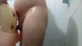 I take a nice bath while playing a little with my inflatable sex doll.