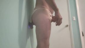 Sissy has multiple anal orgasms riding dildo.