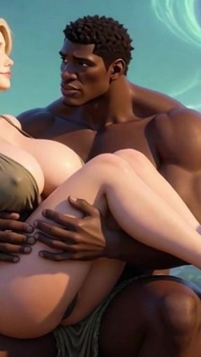 90 Year Old Granny Foot Slave - Licking Girl's Feet While on Black Man's Lap