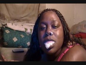 Black BBW Face Fucked and Covered with Cum