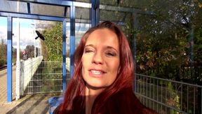 Horny redhead chick gets a warm load on her natural tits