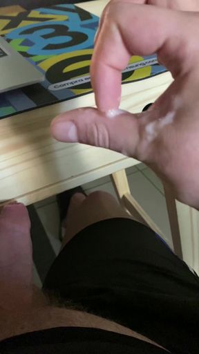 Just came... warm, sticky cum on my fingers. I love playing with it