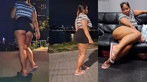 mini skirt - flip flops - thick legs - tease - ass worship - redbone - bbw latina - boricua mami