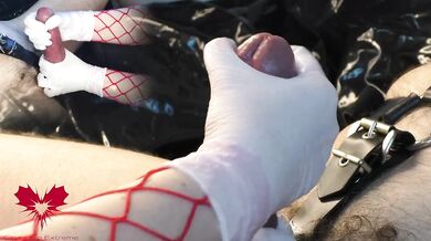 Mistress in latex gloves makes me scream with a dilator and gloved handjob