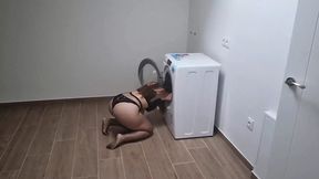 Washed-up Sluts Getting Ragged & Splashed by Wild Cock&#x1F346; in Tumble Dryer Frenzy