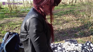 POV Domination in Public! Girl with her master in the forest!