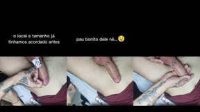 colando o molde no pau dele